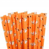 Halloween Black Bat White Ghost Orange Paper Straws 500 pcs