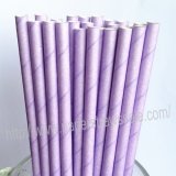 Solid Color Paper Drinking Straws Lavender 500pcs