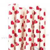 Metallic Red Foil Heart Paper Straws 500pcs