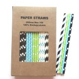 100 Pcs/Box Mixed Green Black Blue Little Man Paper Straws