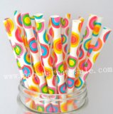 Rainbow Circle Patterned Paper Straws 500pcs