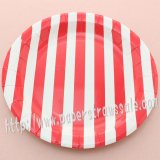 9" Round Paper Plates Red Striped 60pcs