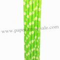 Daisy Flower Lime Green Paper Straws 500pcs