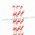 Red Bunting Flags Printed Paper Straws 500pcs