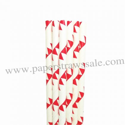 Red Bunting Flags Printed Paper Straws 500pcs