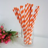 Orange and White Striped Paper Straws 500pcs