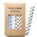100 Pcs/Box Mixed Cowboy Kids Party Paper Straws