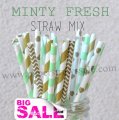 250pcs Minty Fresh Paper Straws Mixed
