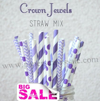 200pcs Crown Jewels Paper Straws Mixed