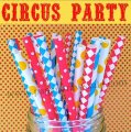 250pcs Circus Party Theme Paper Straws Mixed