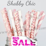250pcs SHABBY CHIC Themed Paper Straws Mixed