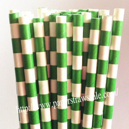 Forest Green Circle Stripes Paper Straws 500pcs