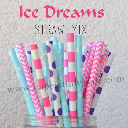 250pcs ICE DREAMS Theme Paper Straws Mixed