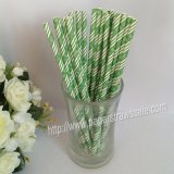 EAT DRINK BE MERRY Green Striped Paper Straws 500pcs