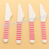 Wooden Knives with Red Striped Print 100pcs