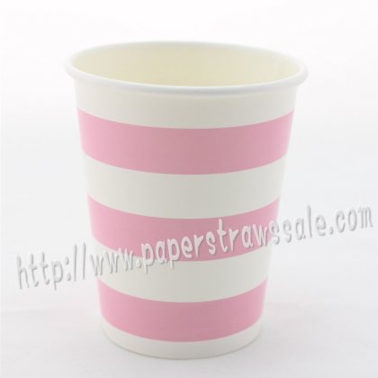 90Z Pink Striped Paper Drinking Cups 120pcs