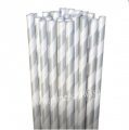 Paper Drinking Straws Silver Stripe Print 500pcs