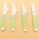 Wooden Knives with Green Striped Print 100pcs