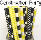 250pcs Construction Party Paper Straws Mixed