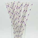 Lilac Lavender Star Paper Drinking Straws 500 pcs