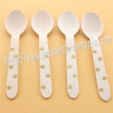 Gold Polka Dot Print Wooden Spoons 100pcs