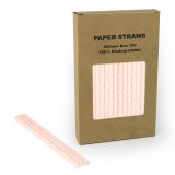 100 pcs/Box Light Pink Paper Straws White Swiss Dot