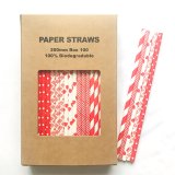 100 Pcs/Box Mixed Roses Are Red Party Paper Straws