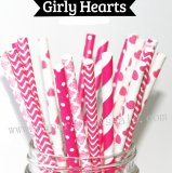 250pcs Girly Hearts Party Paper Straws Mixed