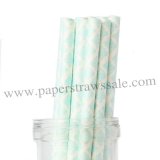 Light Blue Damask Paper Straws 500pcs