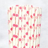 Hot Pink Light Pink Polka Dot Paper Straws 500 Pcs