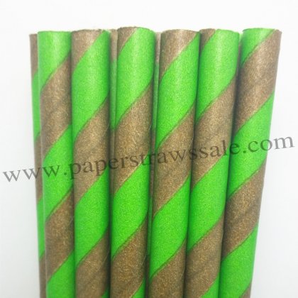 Green Brown Striped Halloween Paper Straws 500pcs