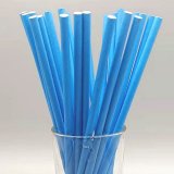 Solid Color Plain Blue Paper Straws 500pcs