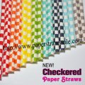 Checkered Paper Straws 1600pcs Mixed 8 Colors