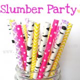 200pcs Slumber Party Themed Paper Straws Mixed