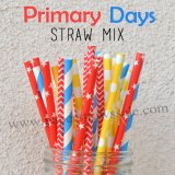 200pcs Primary Days Theme Paper Straws Mixed