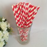 Red Striped Paper Straws with Black K 500pcs