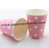 90Z Pink Paper Drinking Cups White Dot 120pcs
