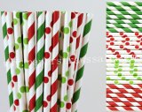 200pcs Red and Green Party Paper Straws Mixed