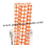 Orange Harlequin Diamond Paper Drinking Straws 500pcs