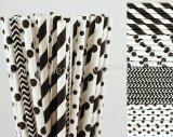 200pcs Black and White Party Paper Straws Mixed