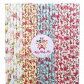 200pcs Colorful Floral Paper Straws Mixed