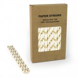 100 pcs/Box Gold Foil Polka Dot Paper Drinking Straws