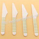 Wooden Knives with Gold Striped Print 100pcs