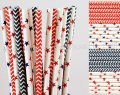 200pcs Patriotic Themed Party Paper Straws Mixed