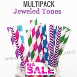200pcs Jeweled Tones Theme Paper Straws Mixed
