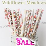 200pcs WILDFLOWER MEADOWS Paper Straws Mixed