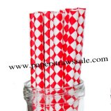 Paper Drinking Straws Red Harlequin Diamond 500pcs