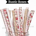 200pcs Rustic Rose Wedding Paper Straws Mixed