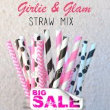 200pcs Girlie And Glam Themed Paper Straws Mixed