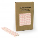 100 pcs/Box Light Pink Striped Paper Straws